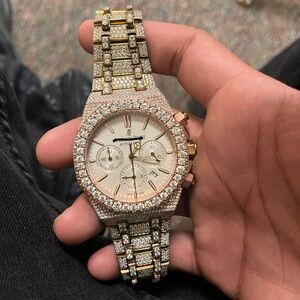 Gold and Silver men’s moissnite Watch